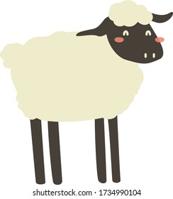 Cute Cartoon sheep, Vector illustration sheep on a white background. Drawing for children