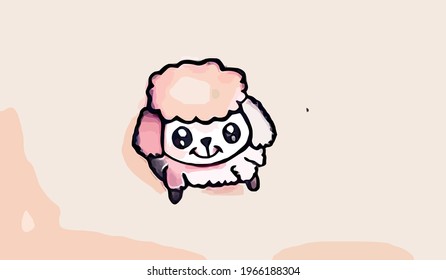 Cute Cartoon Sheep . Vector illustration