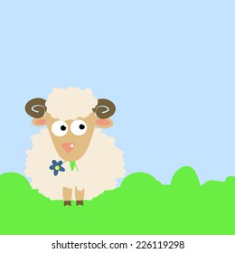 Cute Cartoon Sheep. Vector Illustration