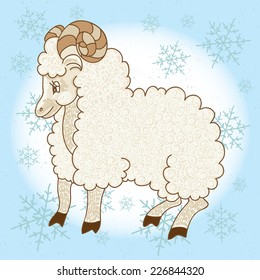 Cute cartoon sheep. Vector illustration. Childish illustration in pastel colors.