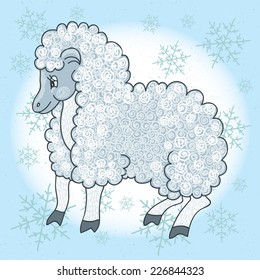 Cute cartoon sheep. Vector illustration. Childish illustration in pastel colors.