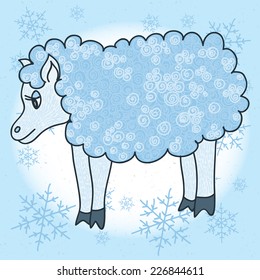 Cute cartoon sheep. Vector illustration. Childish illustration in pastel colors.