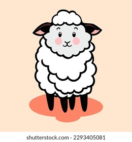 Cute cartoon sheep. Vector illustration.