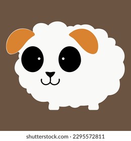 Cute cartoon sheep. Vector illustration for your design. Isolated on brown background.