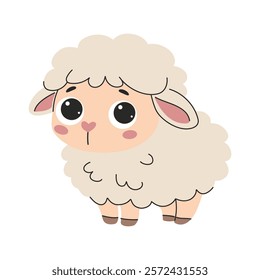 Cute cartoon sheep. Vector illustration isolated on a white background.