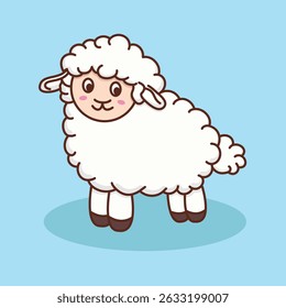 Cute Cartoon Sheep Vector Illustration 