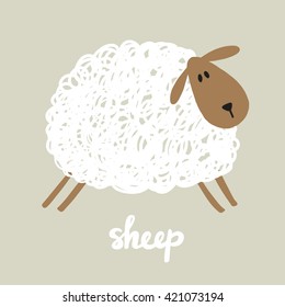 Cute cartoon sheep vector illustration