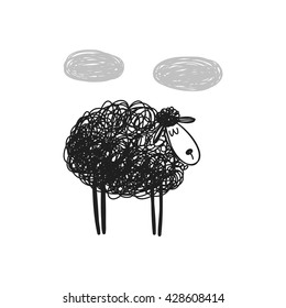 Cute cartoon sheep vector illustration