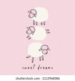 Cute cartoon sheep - vector print. 