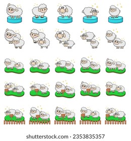 Caricatura de ovejas - impresión vectorial.