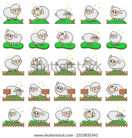 Cute cartoon sheep - vector print.