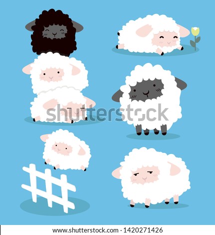 Cute Cartoon sheeps  characters set