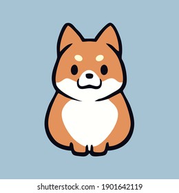 Cute cartoon Shiba Inu puppy illustration. Little standing dog drawing.