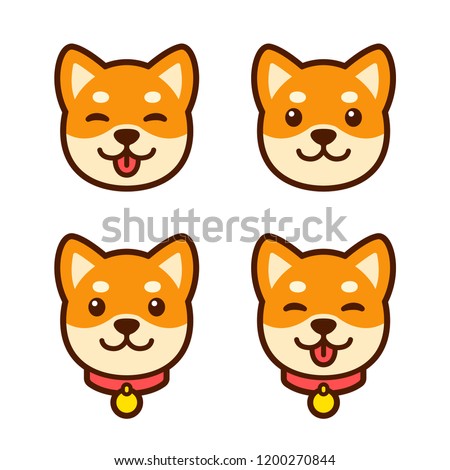 Cute Cartoon Shiba Inu Puppy Face Stock Vector (Royalty Free) 1200270844 - Shutterstock