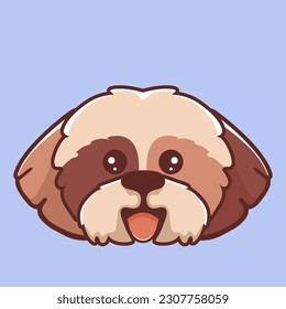 cute cartoon Shih Tzu dog portrait 