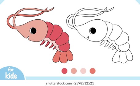 Cute cartoon shrimp, coloring book for children