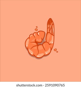 Cute Cartoon Shrimp Fries Vector Illustration