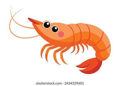 A cute cartoon shrimp vector Illustration