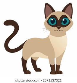 
Cute cartoon siamese cat isolated on white background. Side view. Vector illustration