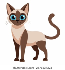 
Cute cartoon siamese cat isolated on white background. Side view. Vector illustration