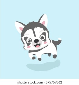 Cute cartoon siberian husky puppy. 
