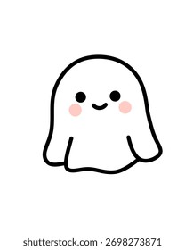Desenho animado Simples Contorno Fantasma Ilustração para Halloween Temporada de Férias