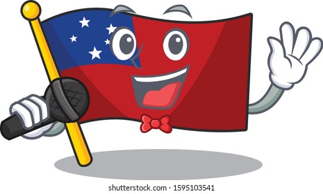 Cute cartoon Singing flag samoa Scroll with a microphone