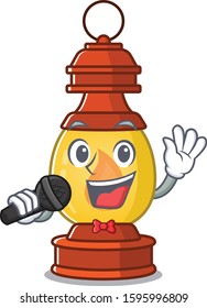 Cute cartoon Singing lantern Scroll with a microphone