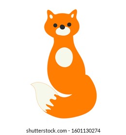 Cute cartoon sitting fox in the forest vector icon isolated on the white background