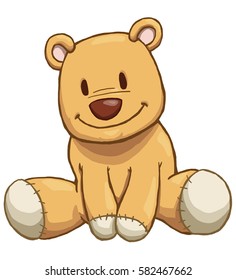 Cute cartoon sitting teddy bear vector illustration