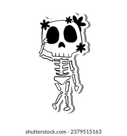 Cute cartoon Skeleton and