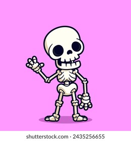 cute cartoon skeleton human body vector illustration 