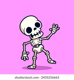 cute cartoon skeleton human body vector illustration 