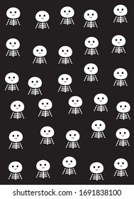 Cute cartoon skeletons on black background