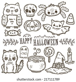 Cute cartoon sketch Happy Halloween 