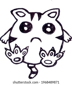 Cute Cartoon Sketch.Cat with transparent background 
