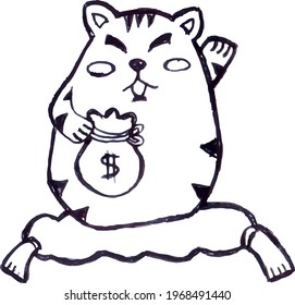 Cute Cartoon Sketch.Cat with transparent background 