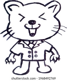 Cute Cartoon Sketch.Cat with transparent background 
