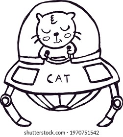 Cute Cartoon Sketch.Cat with white background 