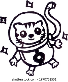 Cute Cartoon Sketch.Cat with white background