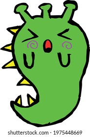 Cute Cartoon Sketch.Alien with transparent background 