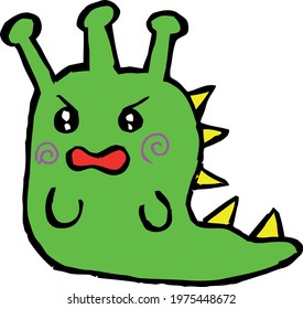 Cute Cartoon Sketch.Alien with transparent background 