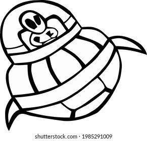 Cute Cartoon Sketch.Alien with transparent background 