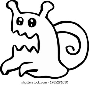Cute Cartoon Sketch.Alien with transparent background 