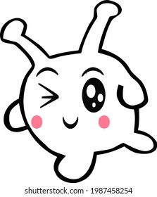 Cute Cartoon Sketch.Alien with transparent background