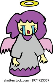 Cute Cartoon Sketch.Angel with transparent background 