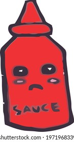 Cute Cartoon Sketch.Bottle with transparent background 