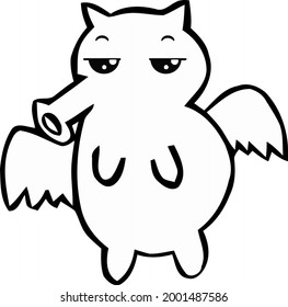 Cute Cartoon Sketch.Creature with transparent background 