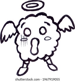 Cute Cartoon Sketch.Cute Angel with transparent background 