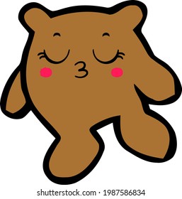 Cute Cartoon Sketch.Cute Bear with transparent background 